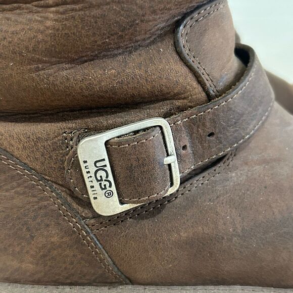 UGG Boots Women's Size 7 Brown Kensington Leather Shearling Boot Australia 5678 - Picture 7 of 12